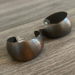 Vintage Chunky Hoops Oversized Black Cooper Sheen Retro Minimalist